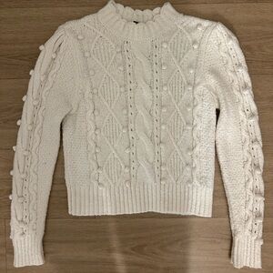 Forever 21 Cream Cable Knit Turtleneck Sweater